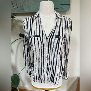 Maeve Striped Navy and White Women's Blouse